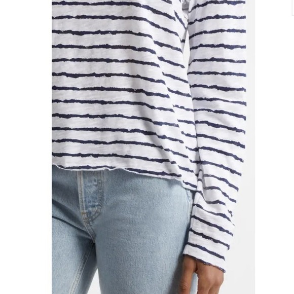 ATM Slub Jersey Top Womens Medium White Midnight Long Sleeve Preppy Travel Beach - Picture 4 of 11